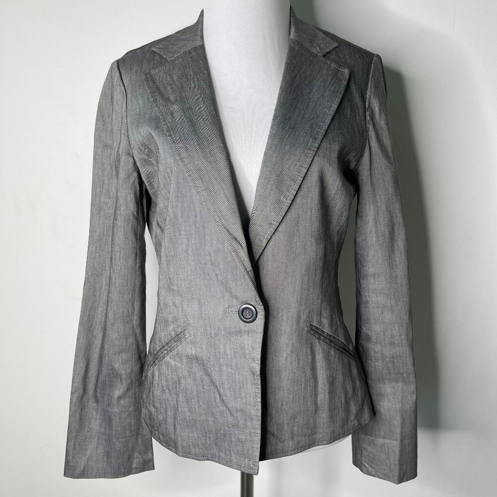 UFOUN Michel Klein Women's Gray One Button Blazer Jacket Size 165/88Y Size Small
